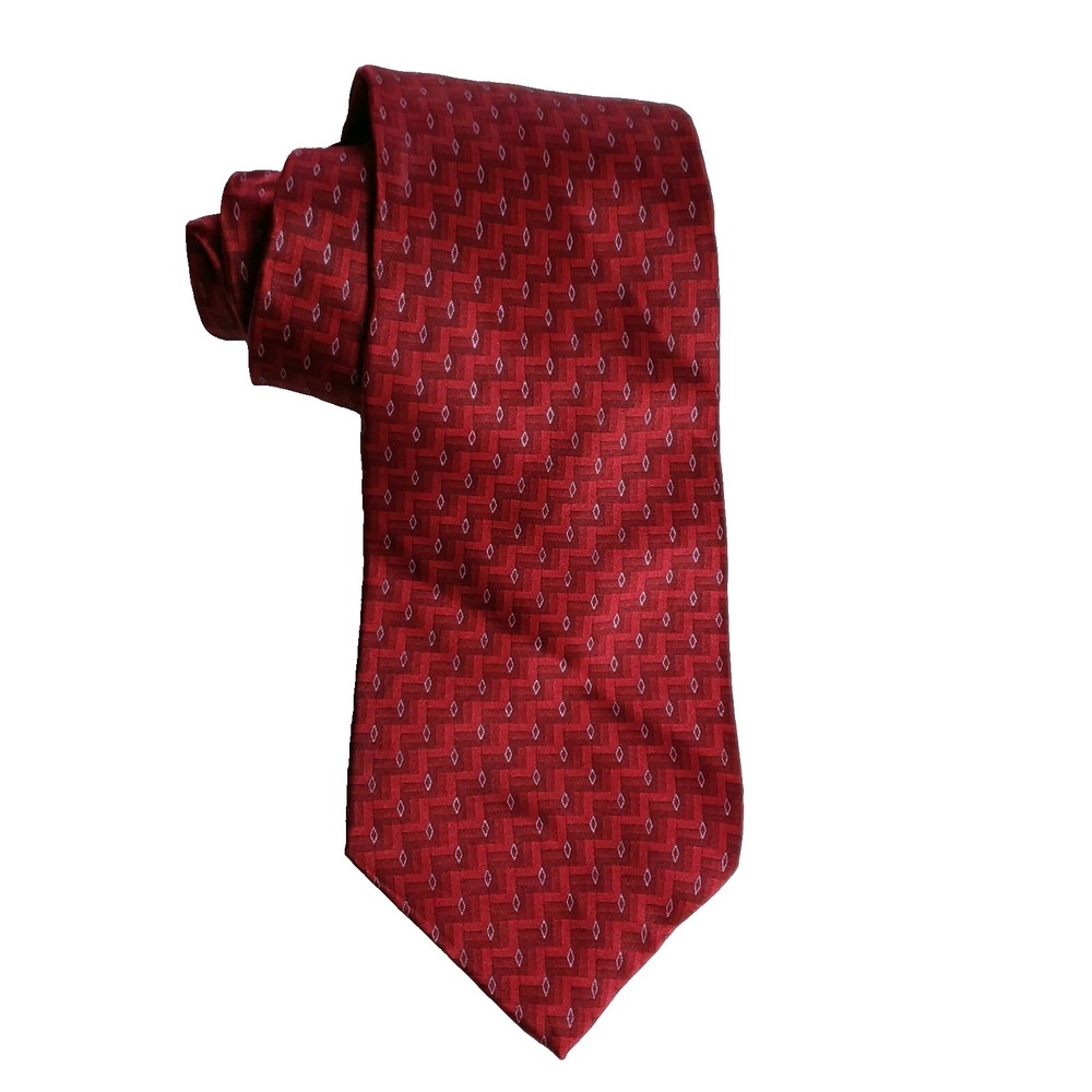 Gianfranco Ruffini Red Geometric Silk Tie Classic Necktie Made In‎ Italy